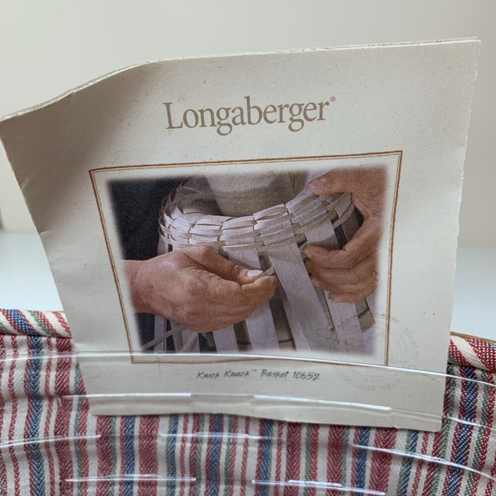 Longaberger 2004 Knick Knack Basket Set Liner Protector Leather Handles - Picture 5 of 7